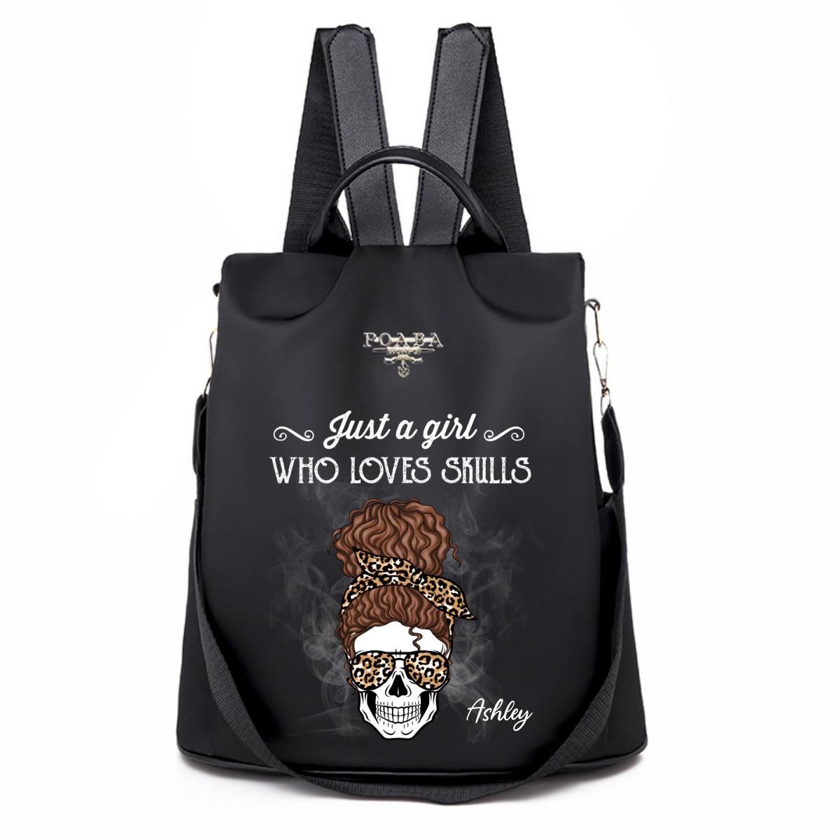 I Do What I Want Skull Messy Bun Personalized Backpack