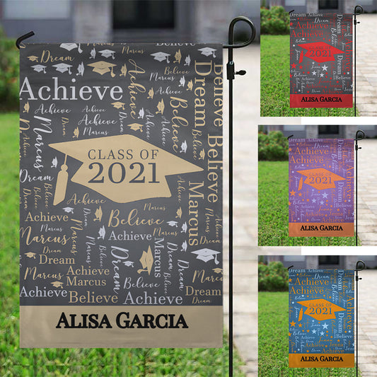 Personalized Class Of Graduation Word-Art Garden Flag