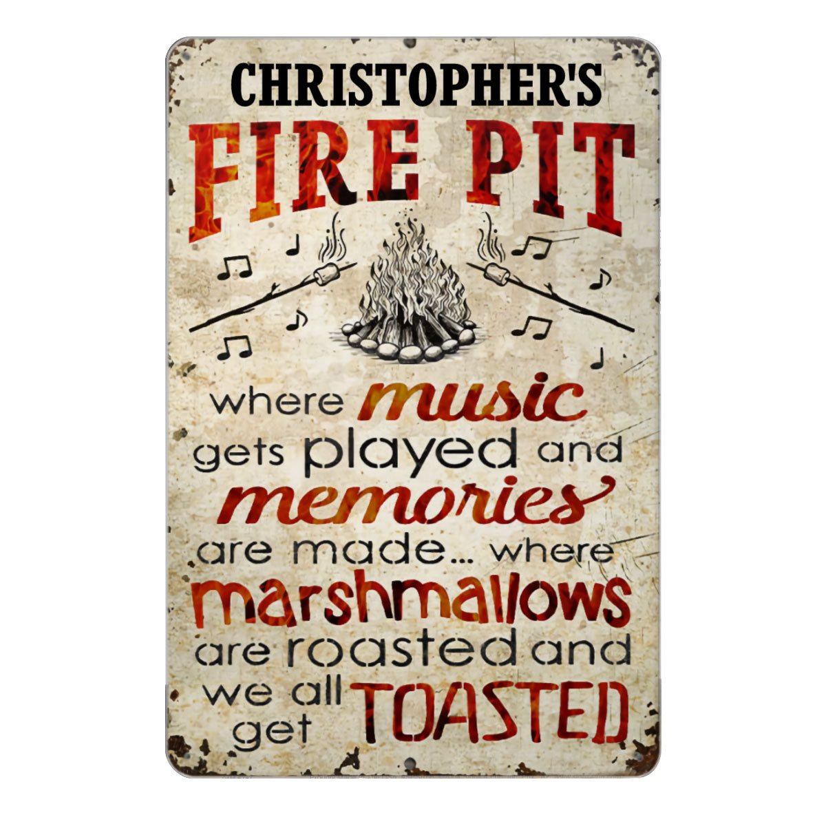 Personalized Camping Fire Pit Get Toasted Color Customized Classic Metal Signs