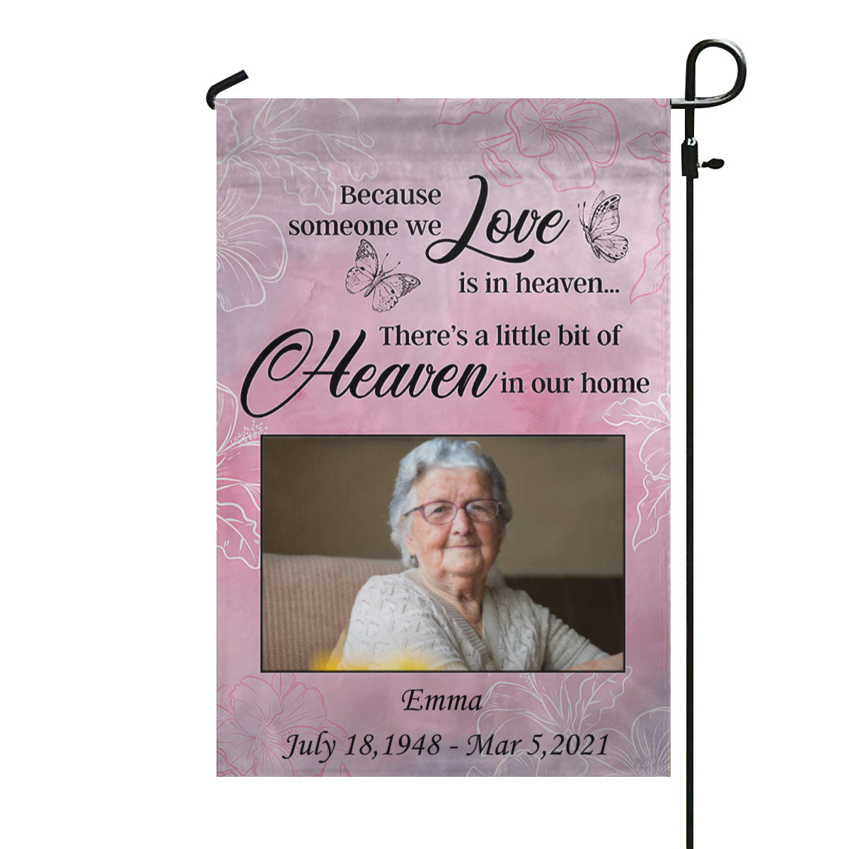 Someone In Heaven Butterfly Memorial Photo Garden Flag