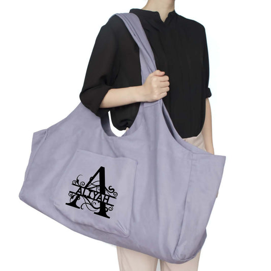 Personalized Split Letter Monogram Canvas Large Bag Fitness Travel Bag Yoga Mat Bag