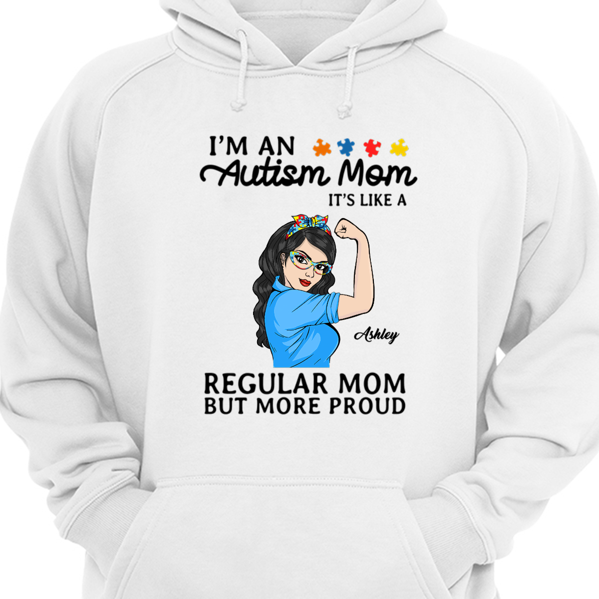 自閉症 ママ おばあちゃん もっと誇りに思う パーソナライズされたパーカー スウェットシャツ