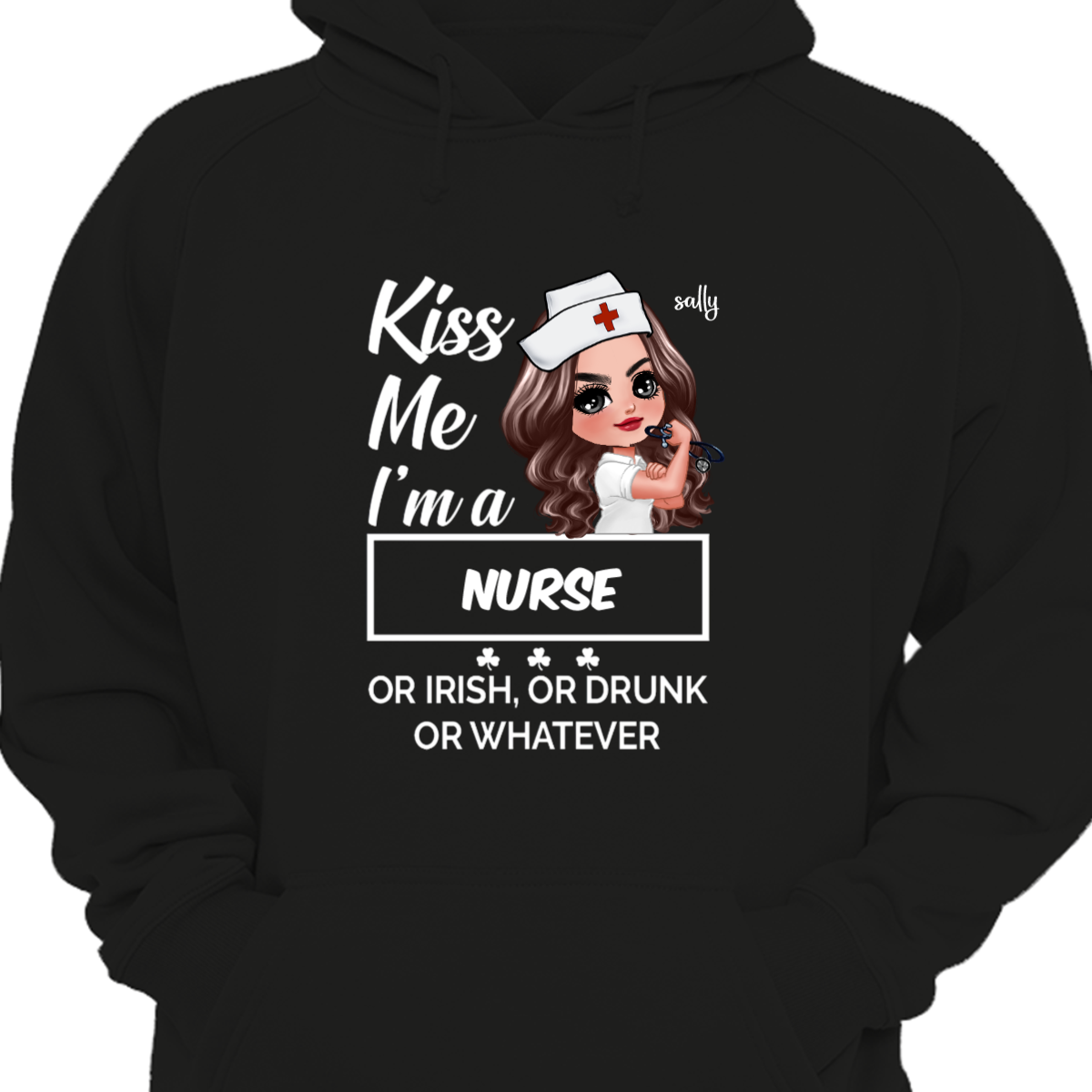 Kiss Me I‘m A Nurse St Patrick’s Day Personalized Hoodie Sweatshirt