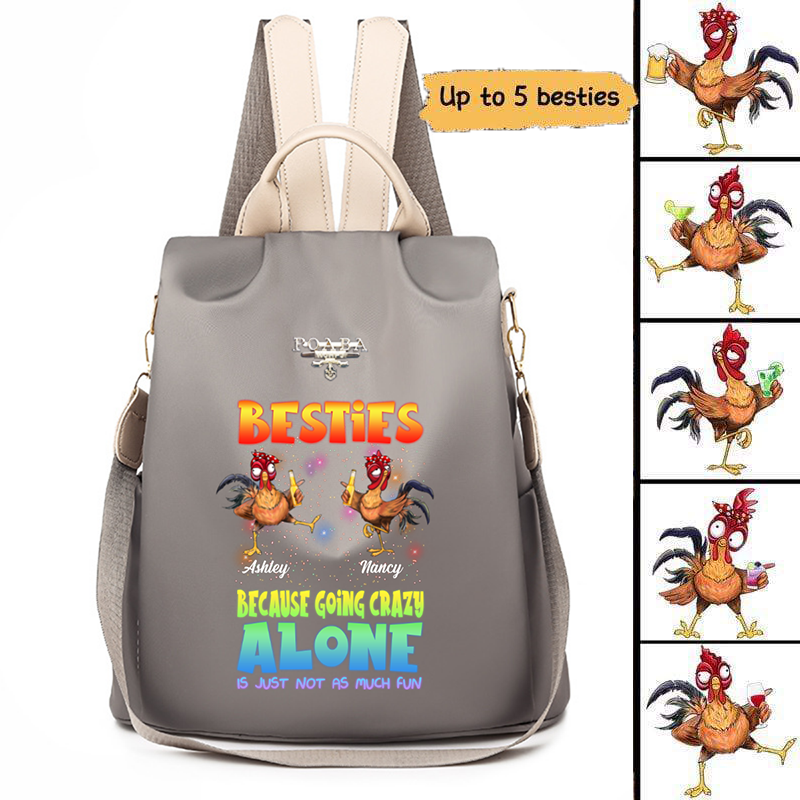 Colorful Crazy Chicken Besties Personalized Backpack