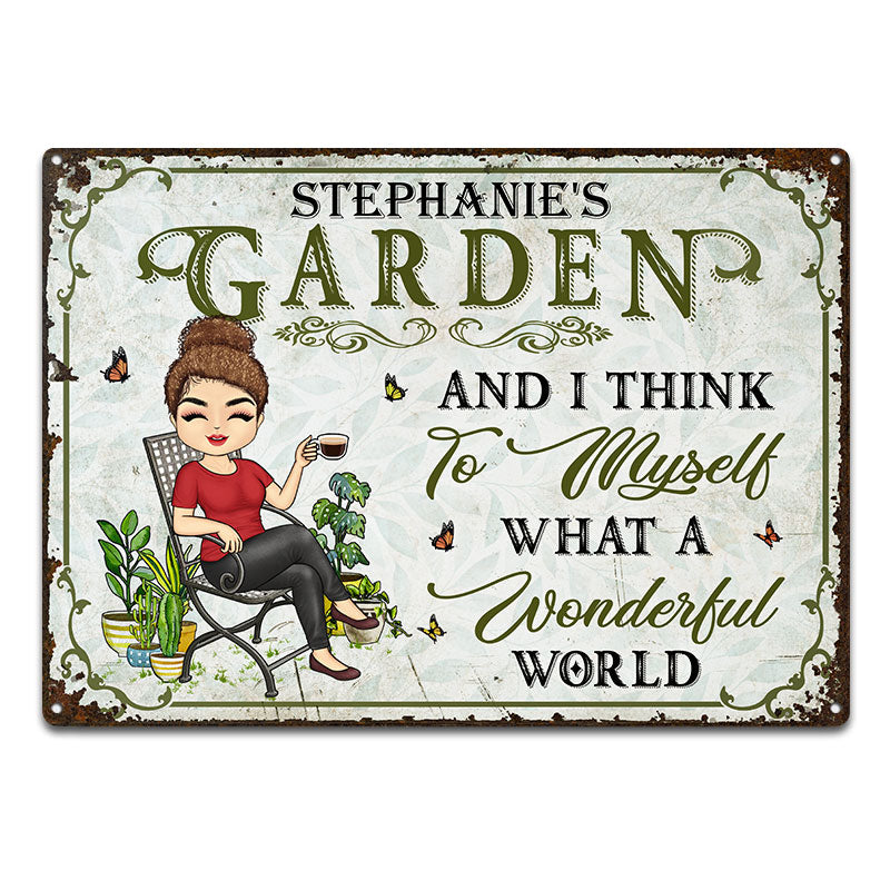 And I Think To Myself What A Wonderful World Gardening - ガーデンサイン - パーソナライズされたカスタムクラシックメタルサイン