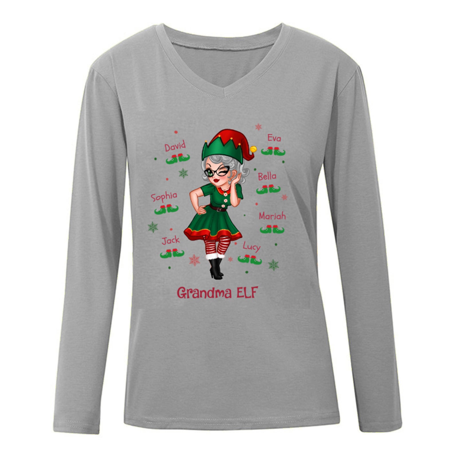 Pretty Woman Grandma ELF Personalized Long Sleeve Shirt