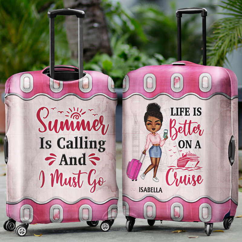 Color Just A Girl Boy Who Loves Traveling - Gift For Traveling Lovers - Personalized Custom Luggage Cover