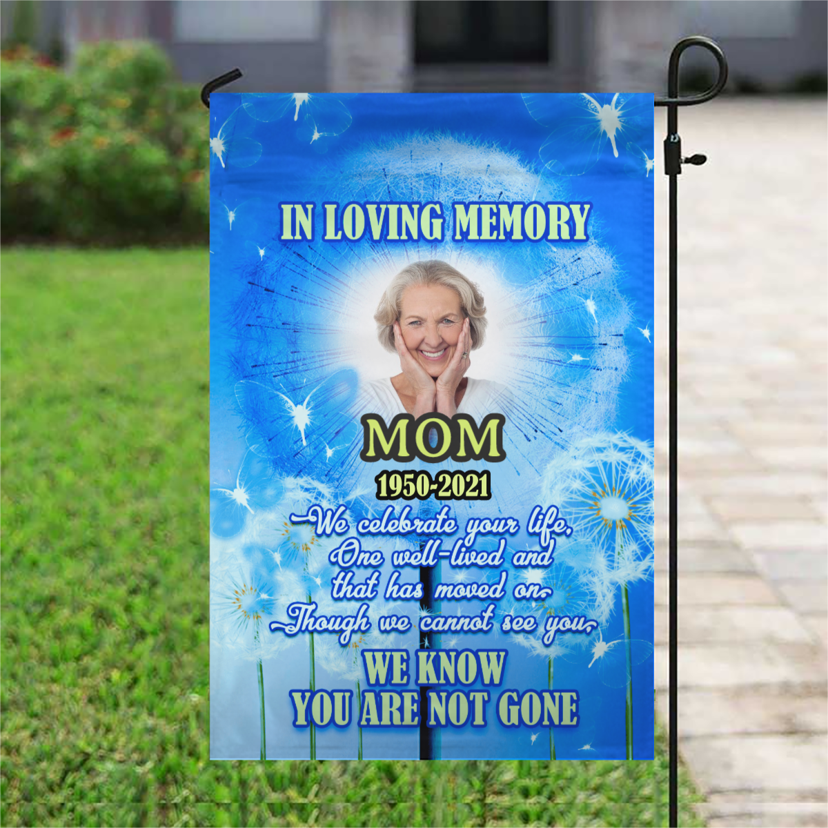 We Know You Are Not Gone Personalized Photo Memorial Garden & House Flag