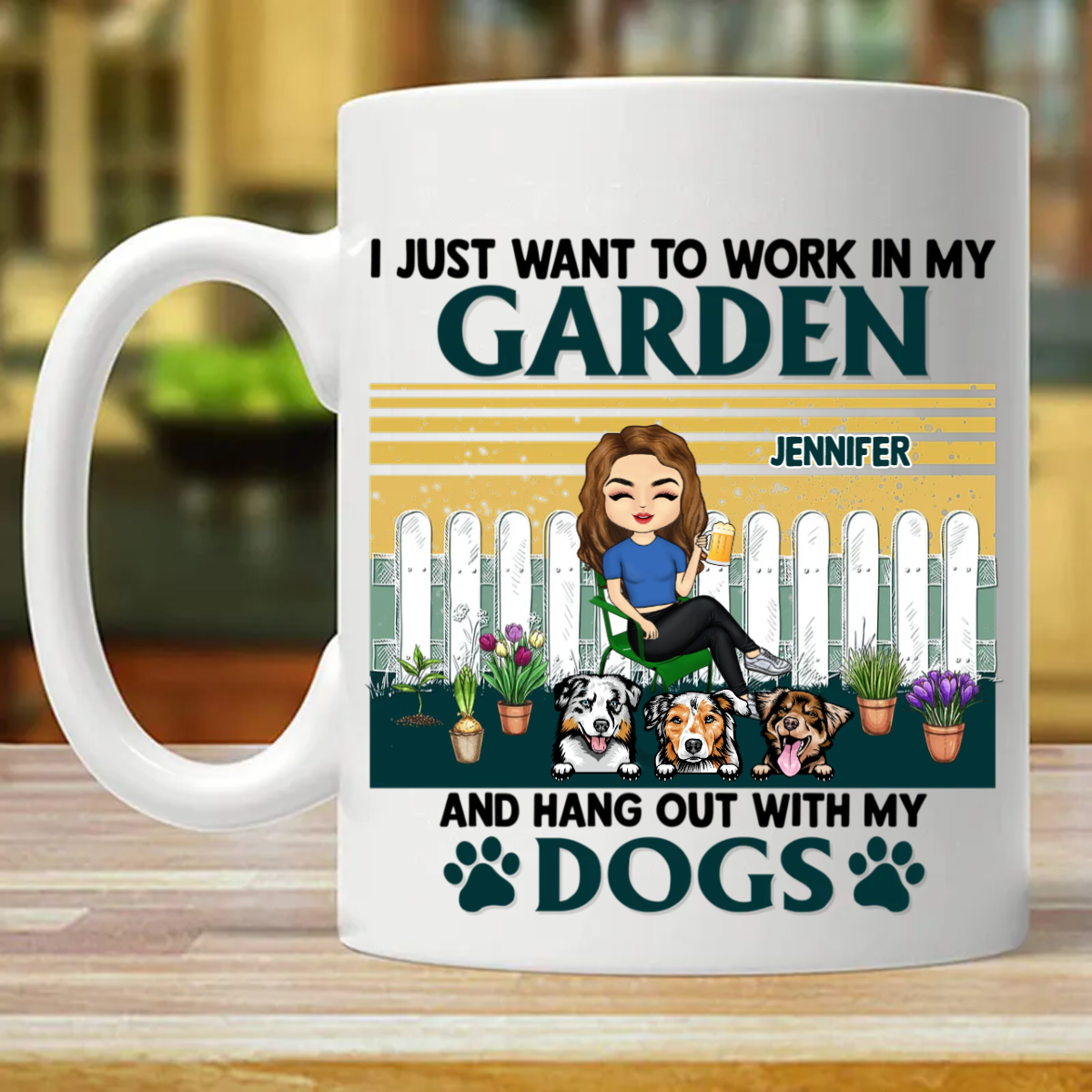 I Just Want To Work And Hang Out - Gift For Gardeners Love Dogs - Personalized Custom Mug (Double-sided Printing)