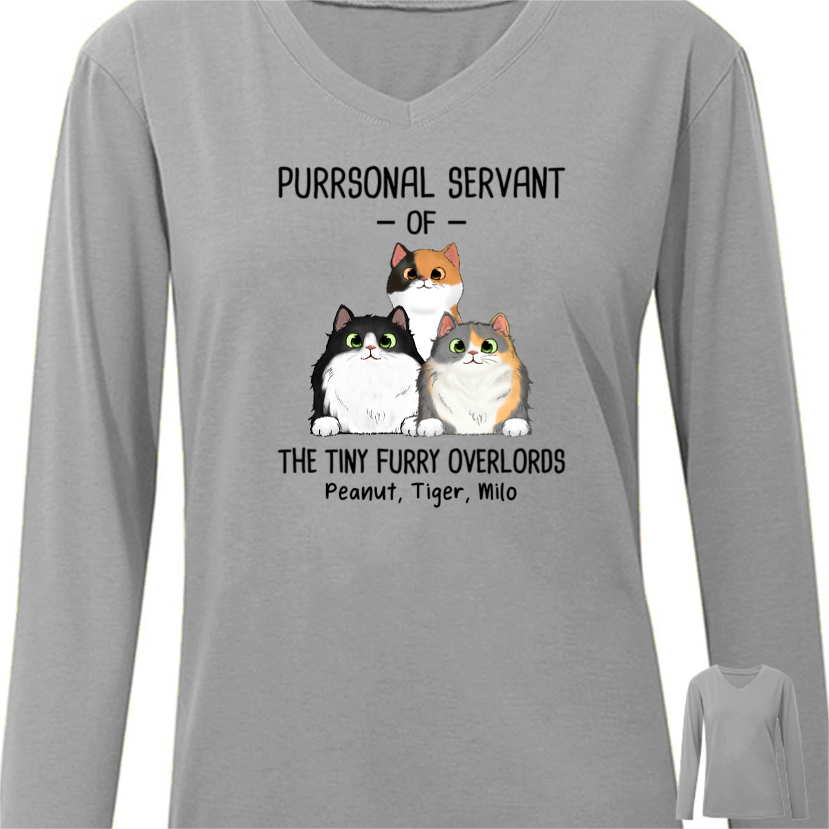 Purrsonal Servant Of Fluffy Cats Personalized Long Sleeve Shirt