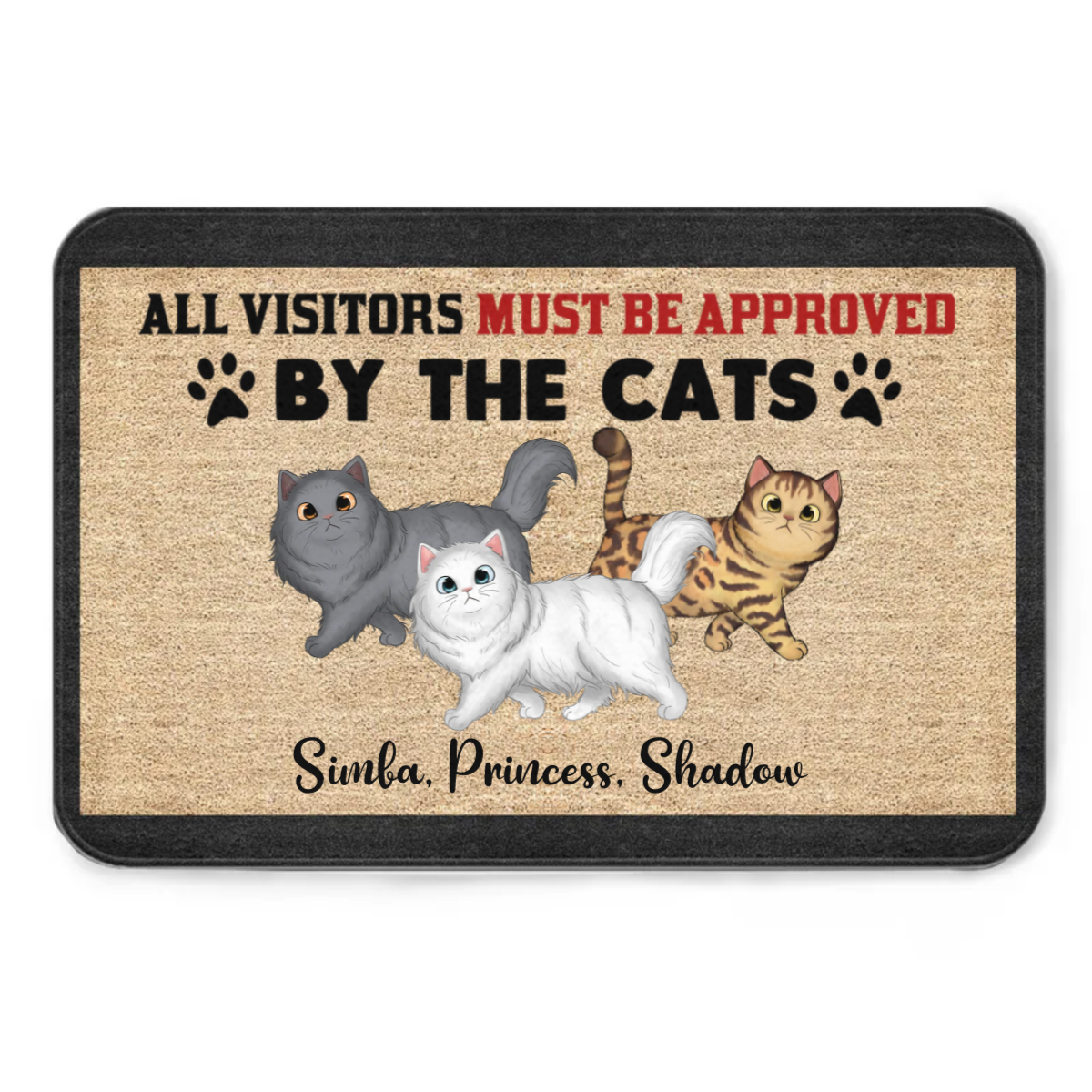 All Visitors Must Be Approved By Cats Personalized Doormat