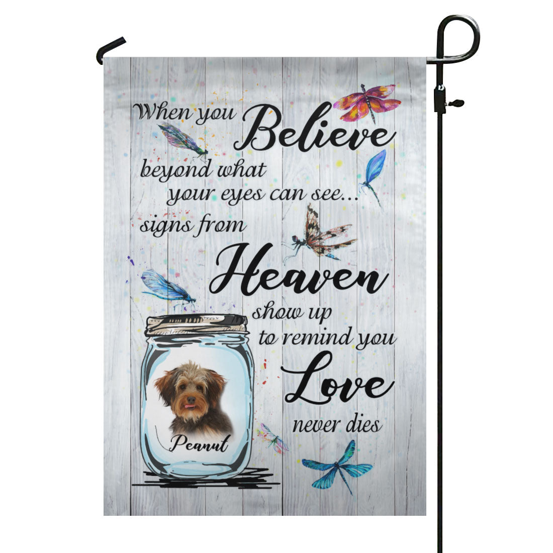 Love Never Dies Personalized Dog Memorial Decorative Garden Flags