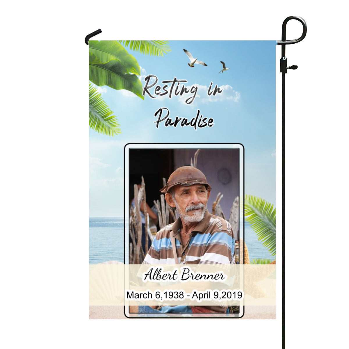 Resting in Paradise Garden Flag - Memorial Flag - Remembrance Garden Flag - Custom Photo Flag - Personalized Yard Sign