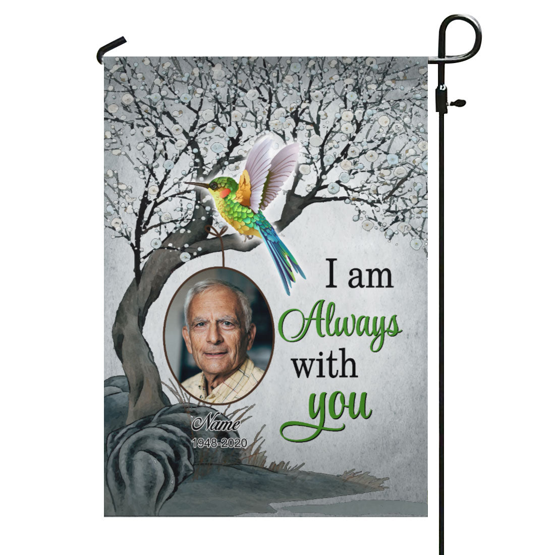 Hummingbird Always With You Blossom Tree Memorial Personalized Garden Flag