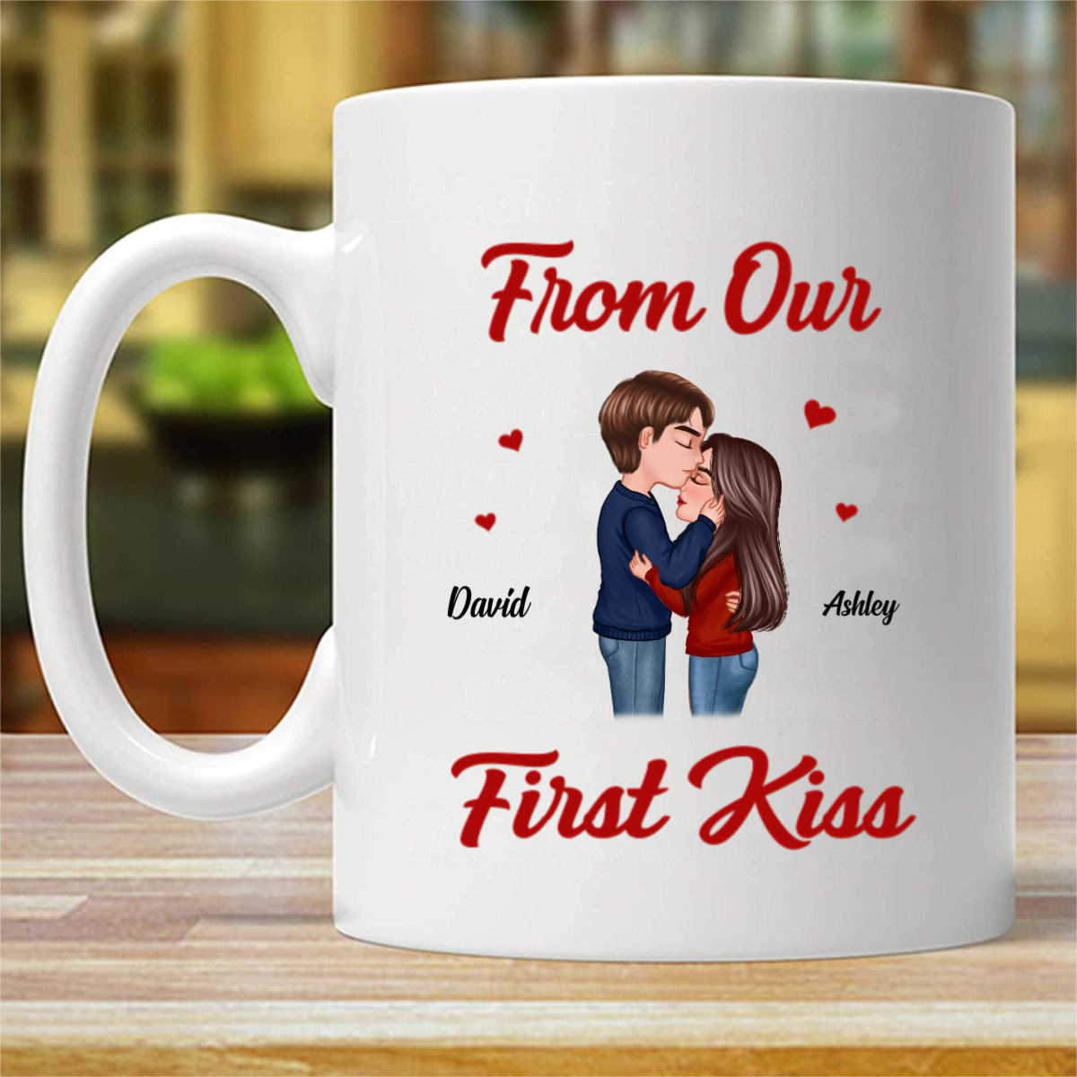 From Our First Kiss Doll Couple Valentine‘s Day Gift Personalized Mug (Double-sided Printing)