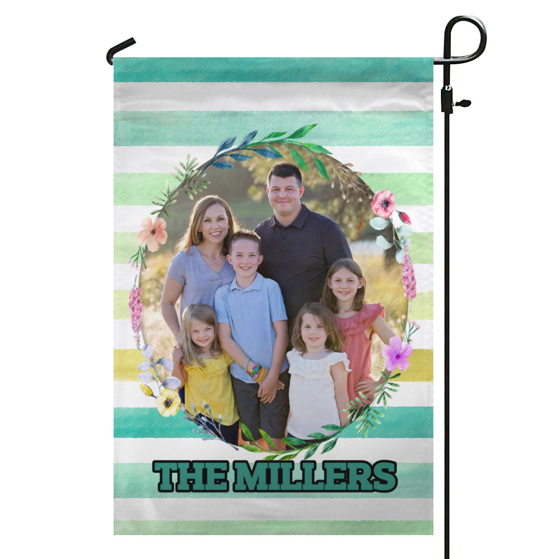 Personalized Watercolor Stripes House Flag & Garden Flag