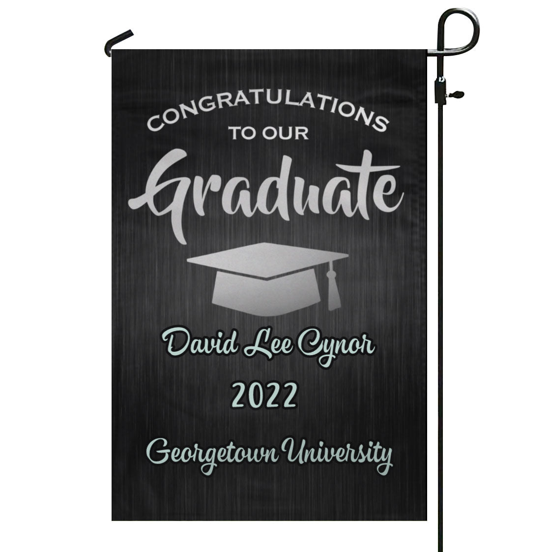 Graduation Congrats Brushed Burgundy Red and White Garden & House Flag