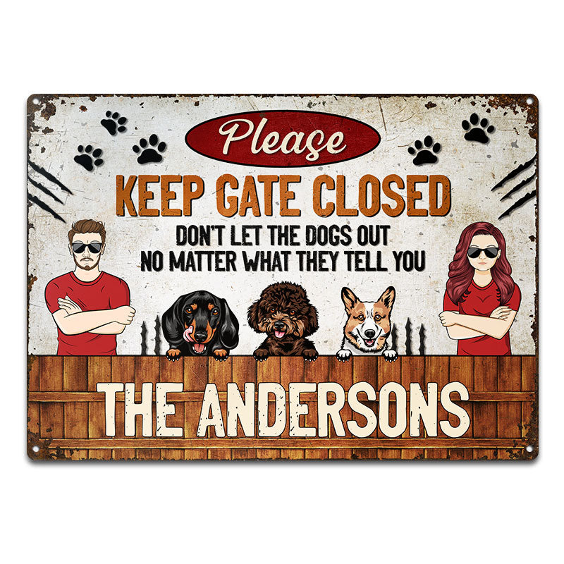 Dog Lovers Couple Don't Let The Dogs Out - Personalized Custom Classic Metal Signs
