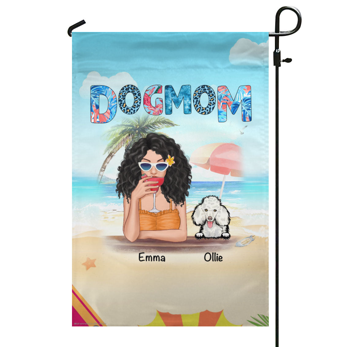 Dog Mom Summer Patterned Personalized Names & Designs Garden Flag