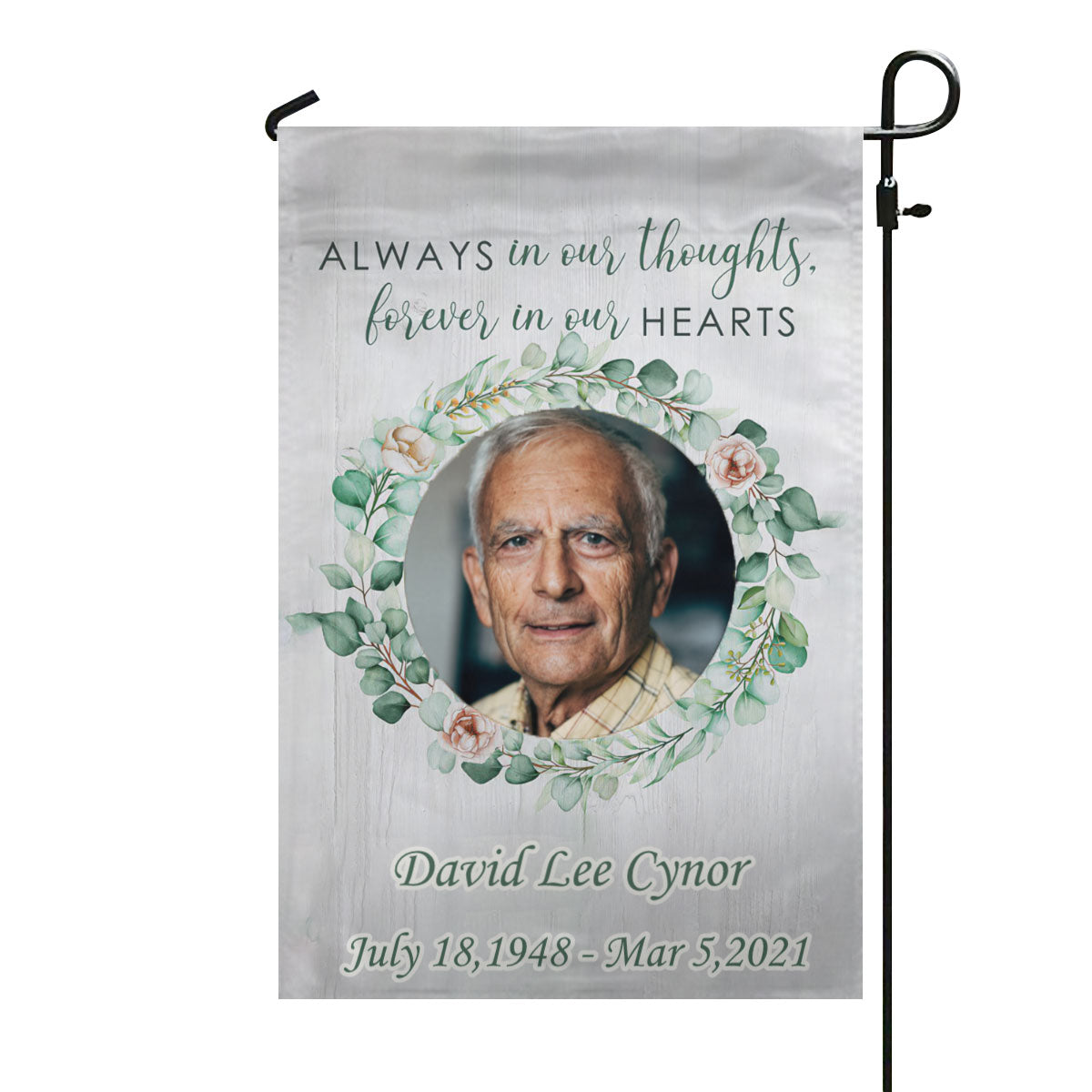 Personalized Always in Our Thoughts Garden Flag
