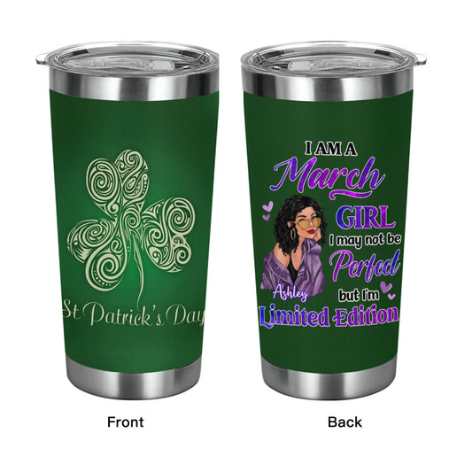 St. Patrick's Day Fashion Girl Gift - Personalized Custom Tumbler