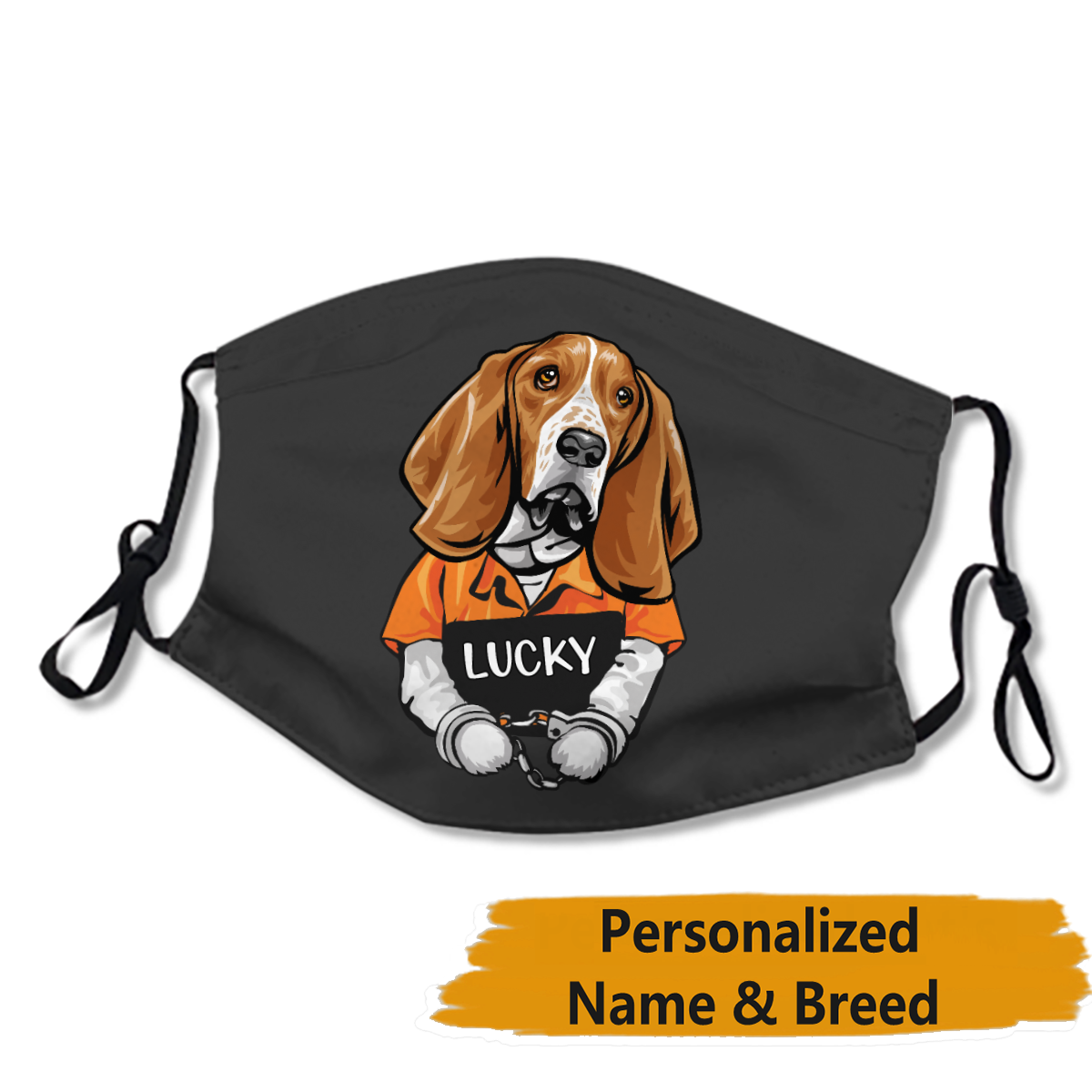 Personalized Dog's Name & Breed Face Mask No.4