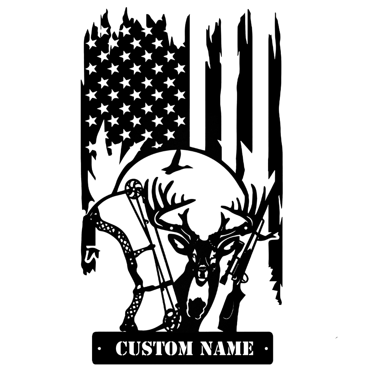 Deer Bow Hunting Custom Name Custom Metal Hunting Sign With Flag