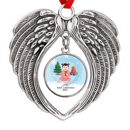 Baby First Christmas Front View Zinc Alloy Ornaments