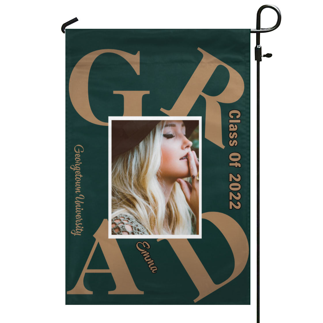Bold Script Graduate Announcement Garden & House Flag