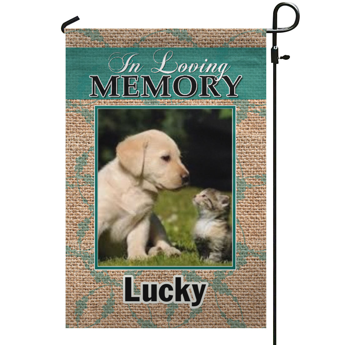 Burlap Pet Memorial – Personalized Photo & Name – Garden Flag & House Flag