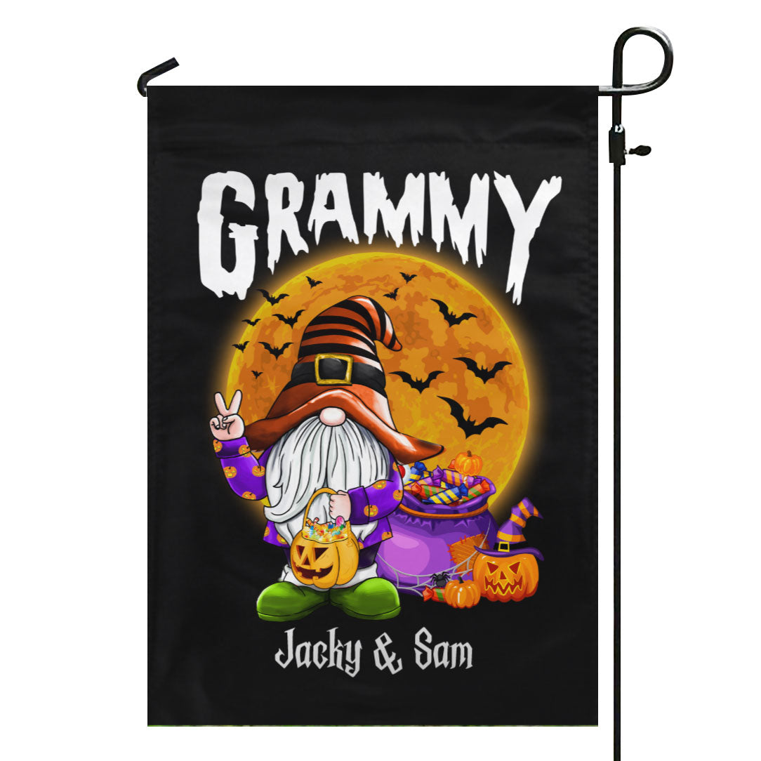 Witch Gnome Grandma Halloween Personalized Garden Flag