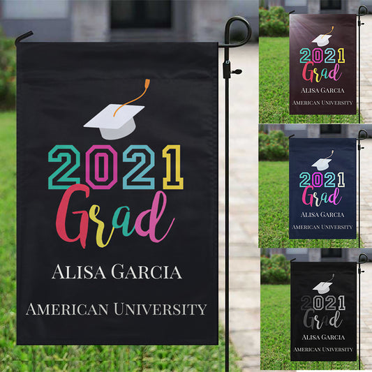 Personalized Colorful Grad Garden Flag