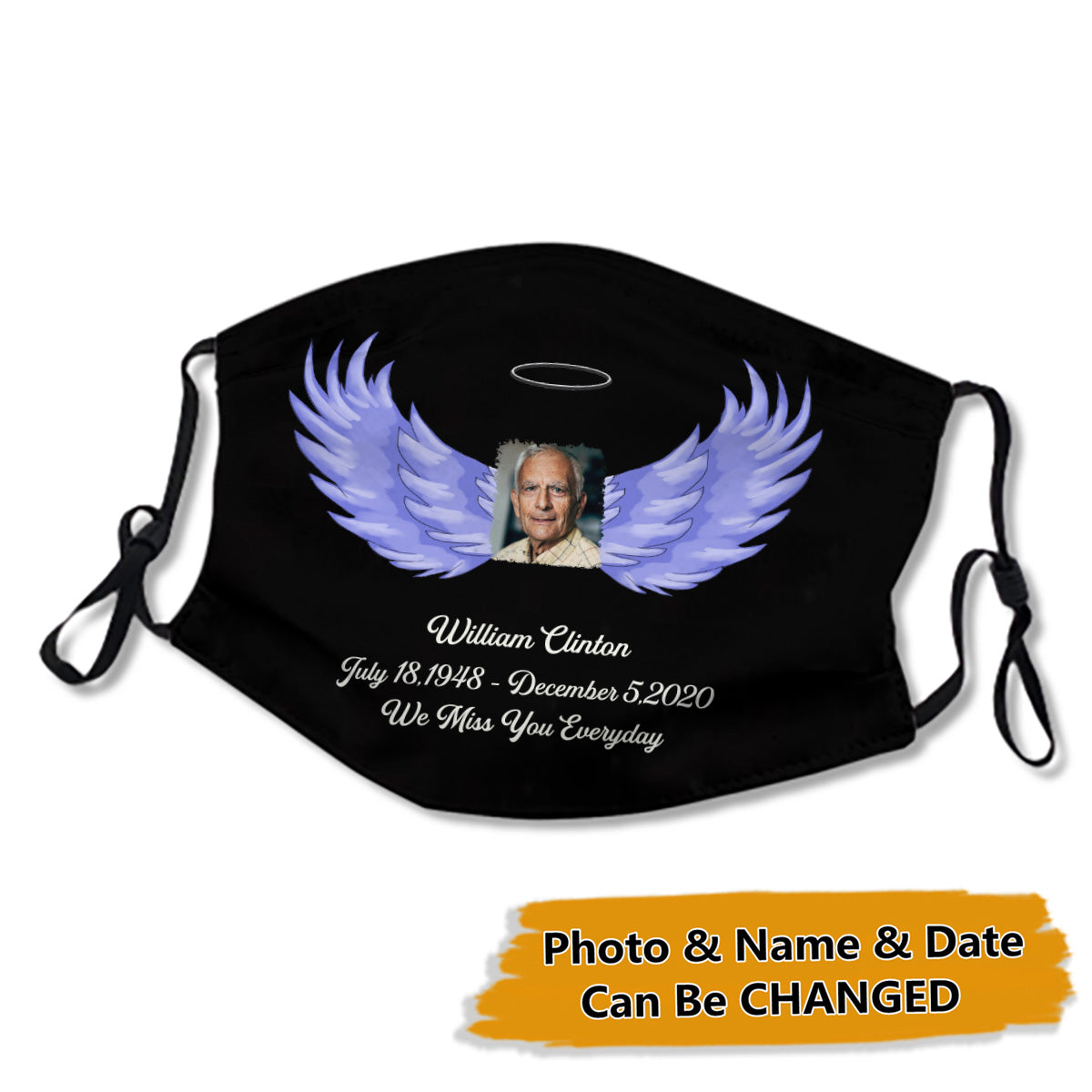 Personalized Photo and Name Memorial Cloth Face Mask No.8