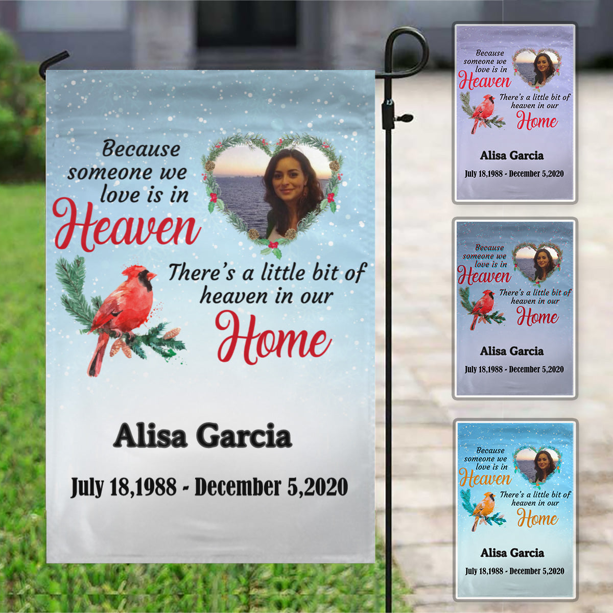 Because Someone We Love In Heaven Personalized Memorial Garden & House Flag