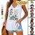 Summer Stick Woman And Funny Cats Personalized Women Tank Top V Neck Sleeveless