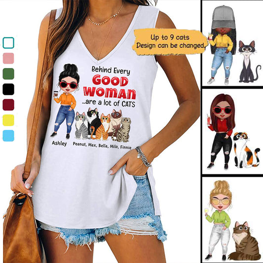 Behind Good Woman Are Cats Doll Personalized Tank Top