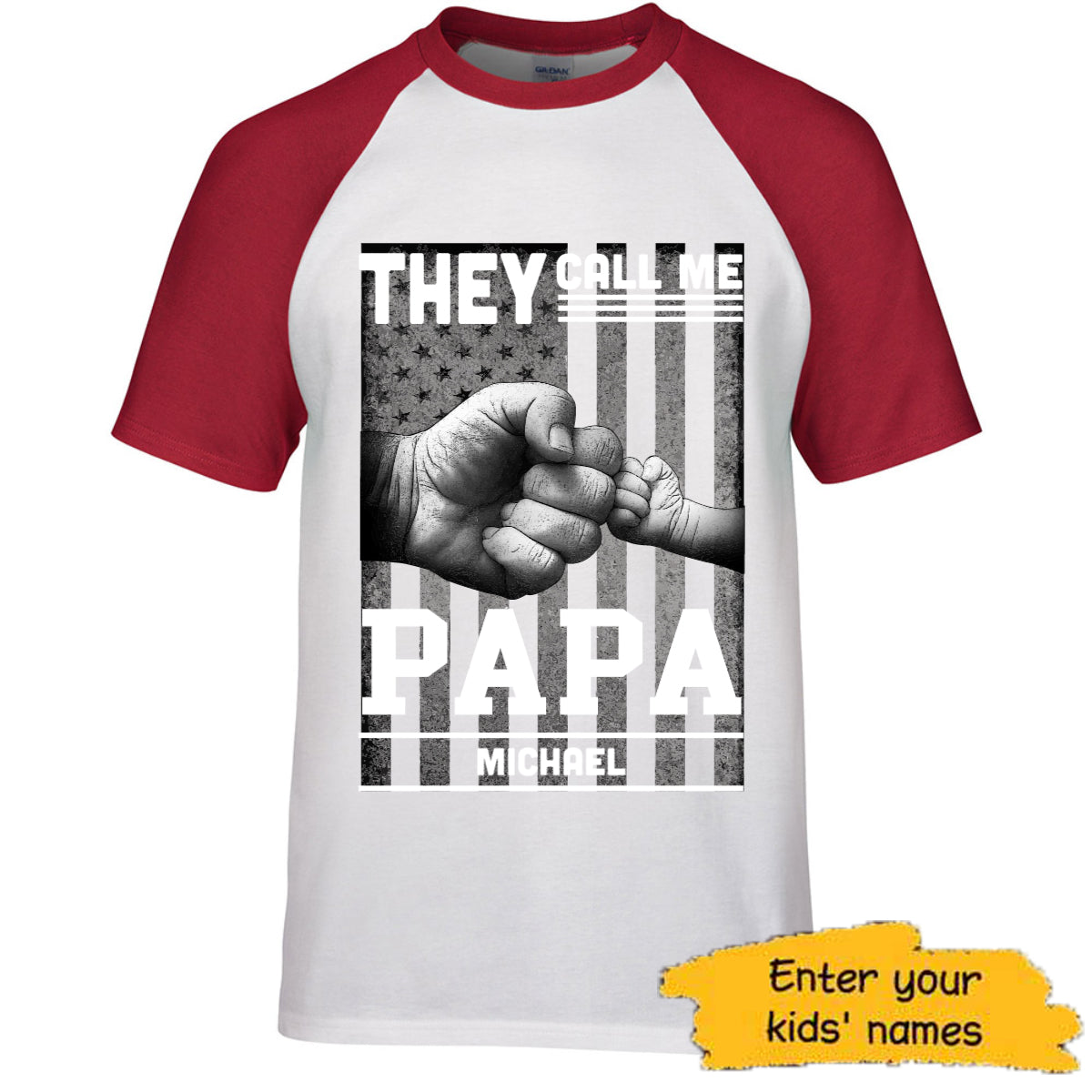 They Call Me Papa Nation Flag Personalized Round Neck Baseball Tee