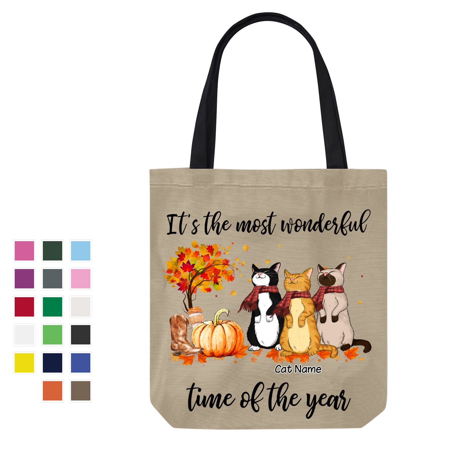 Fall Season Standing Cats Personalized Canvas Bags