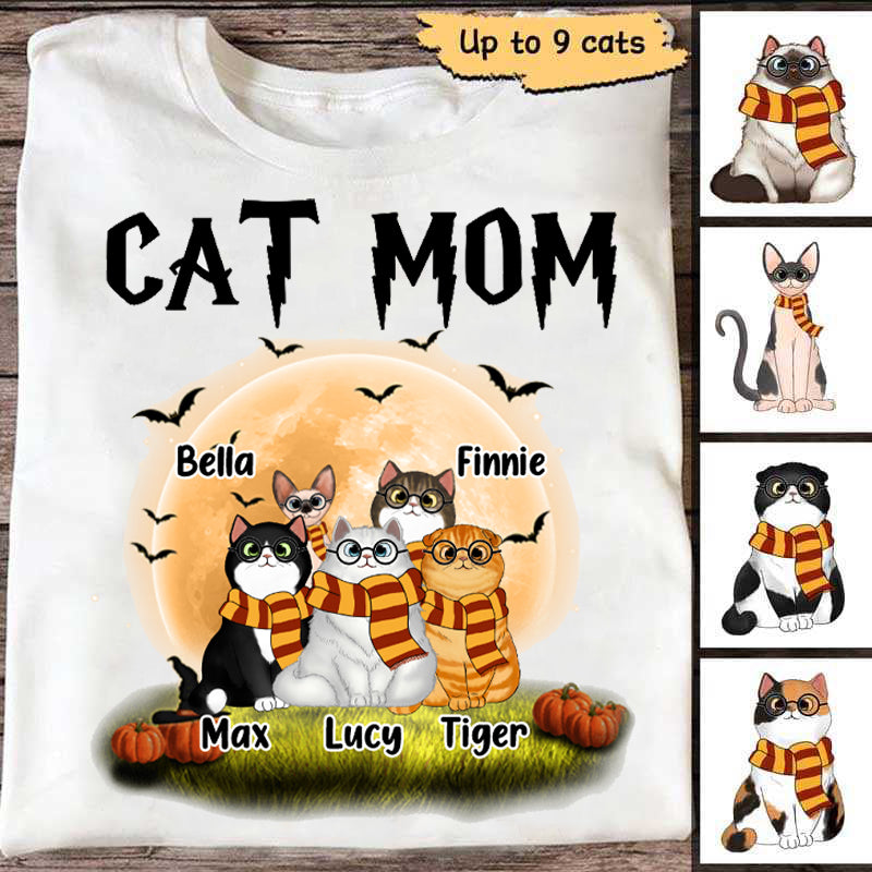 Halloween HP Cat Mom Fluffy Cat Personalized Shirt