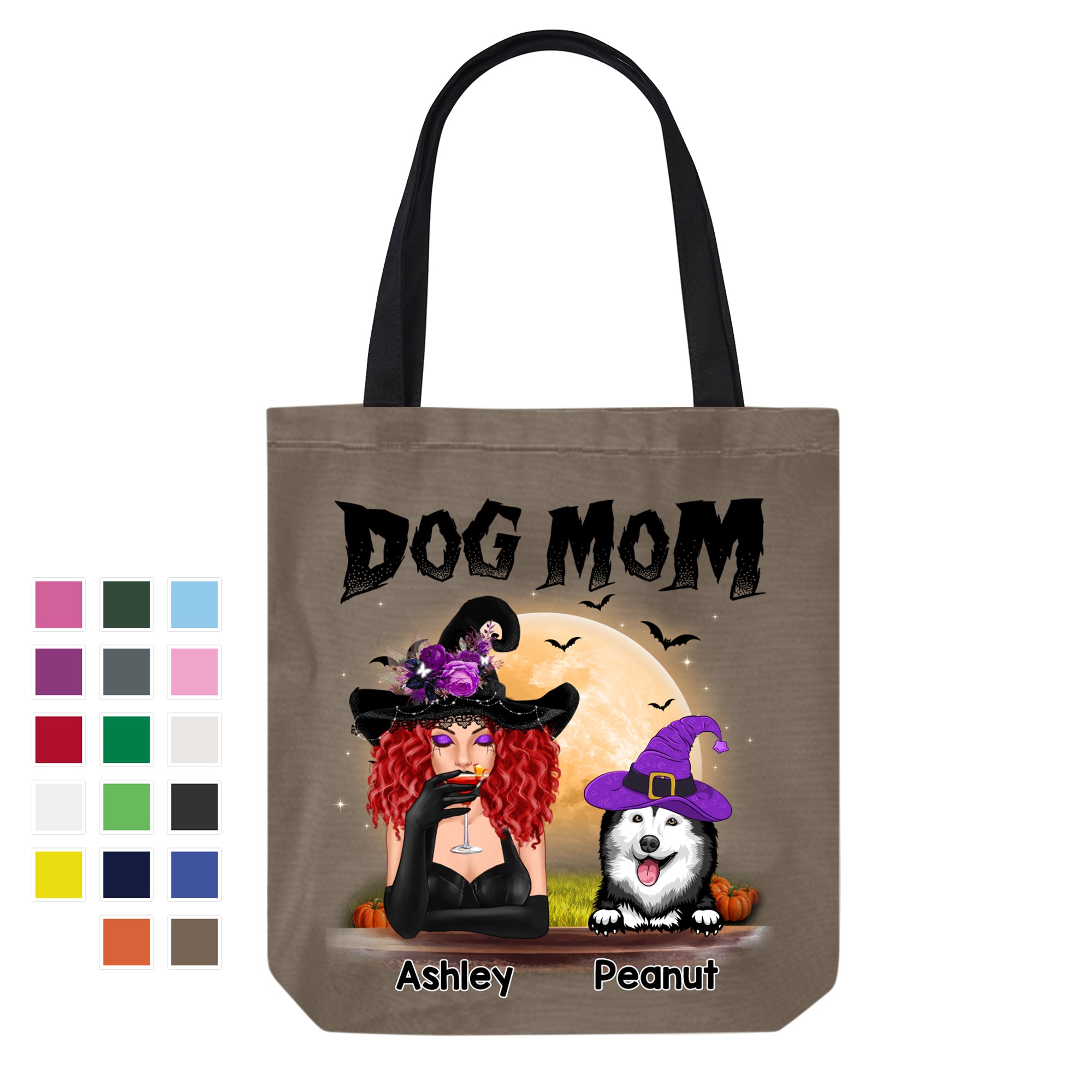 Halloween Witch Dog Mom Personalized Canvas Bag