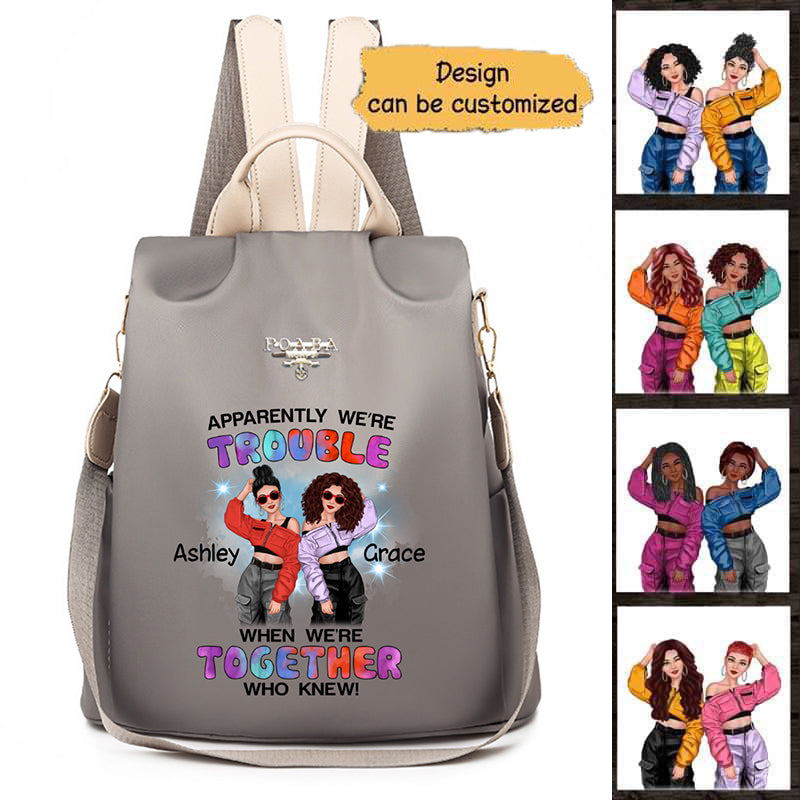 Cool Besties Trouble Together Personalized Backpack