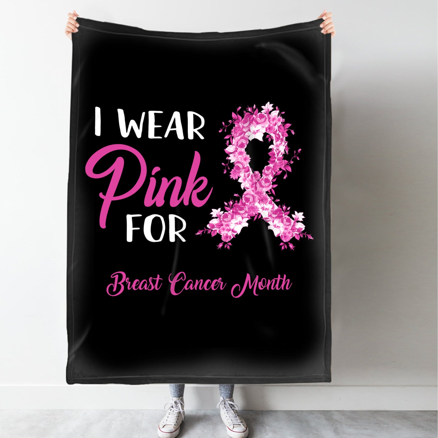 Breast Cancer I Wear Pink For Personalized Fleece Blanket