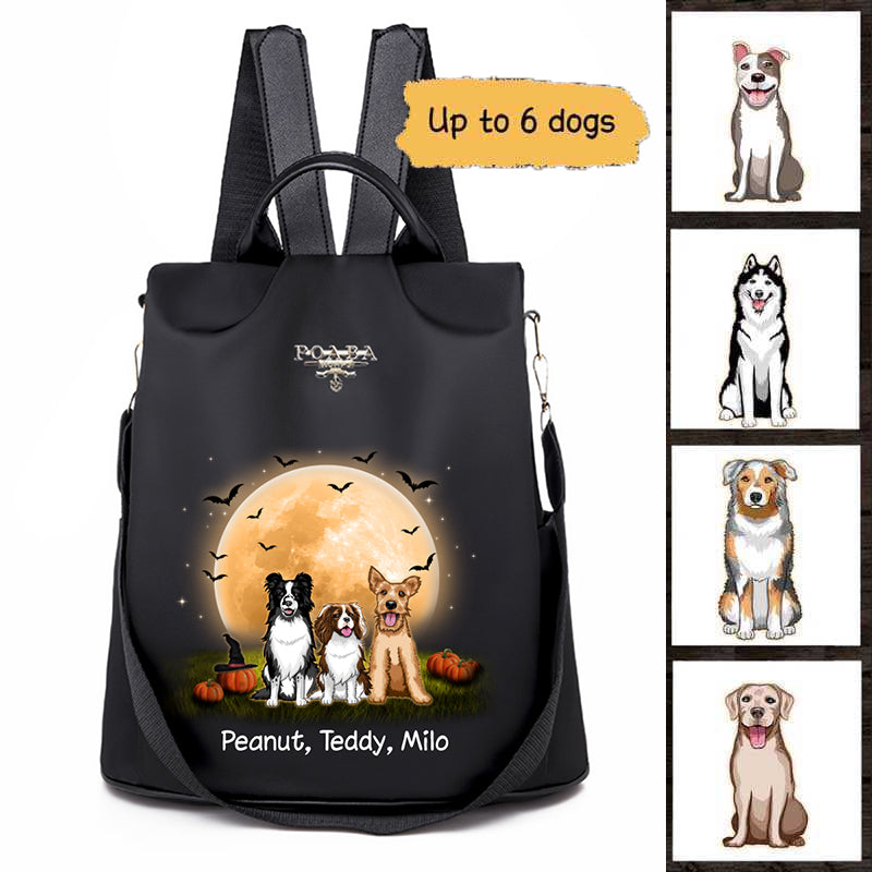 Dogs In Moonlight Halloween Personalized Backpack