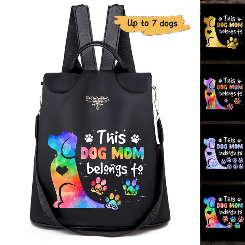 This Dog Mom Belongs To Colorful Pattern Personalized Backpack
