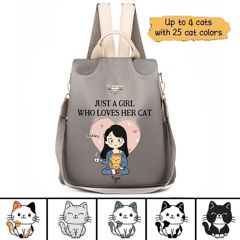 Just A Girl Who Loves Her Cat Personalized Backpack