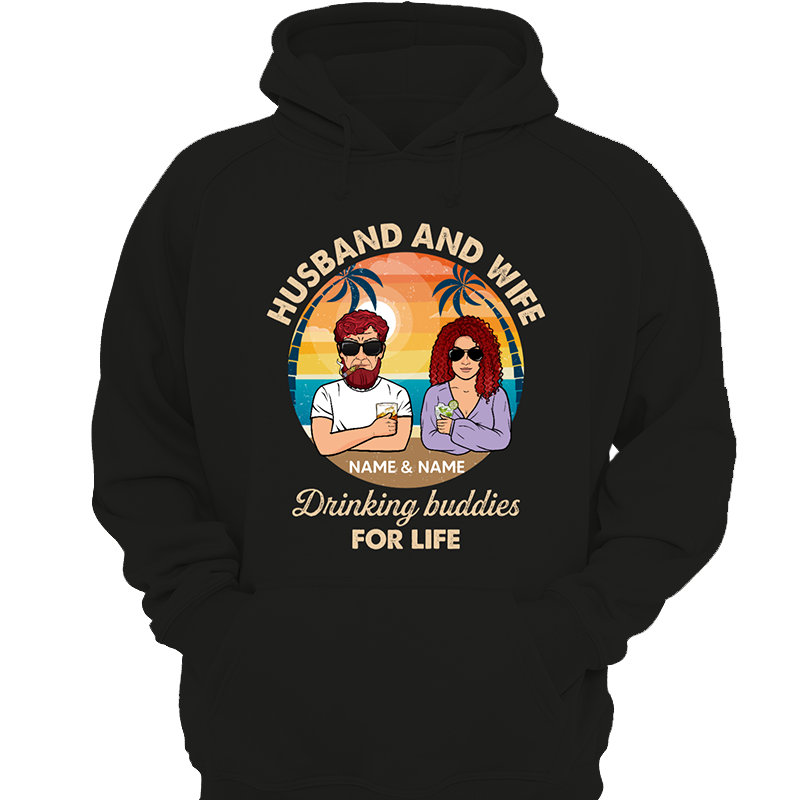 Husband Wife Drinking Buddies Personalized Hoodie Sweatshirt