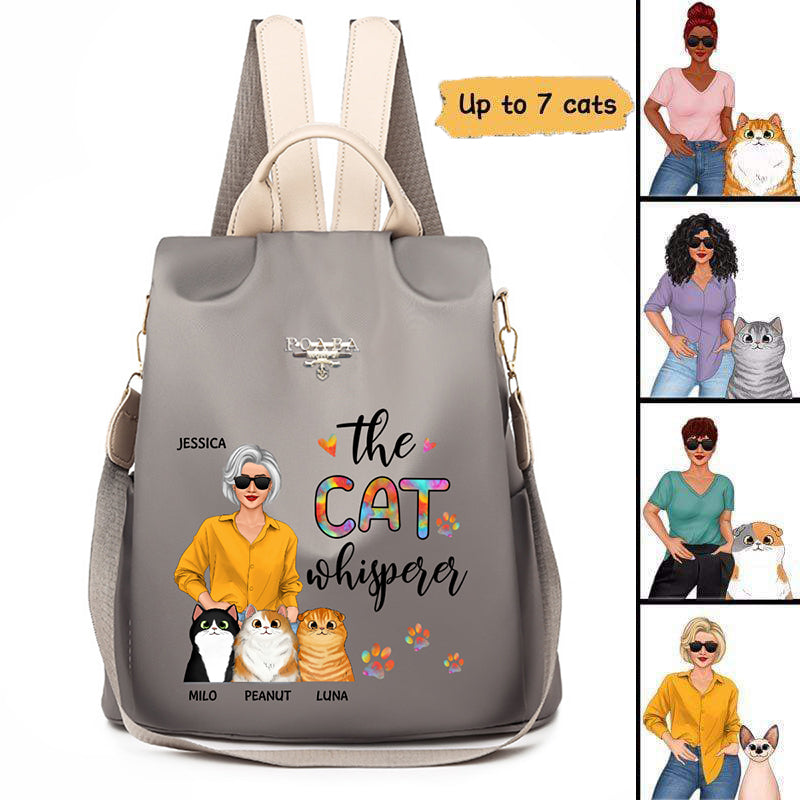Cat Whisperer Posing Woman Personalized Backpack