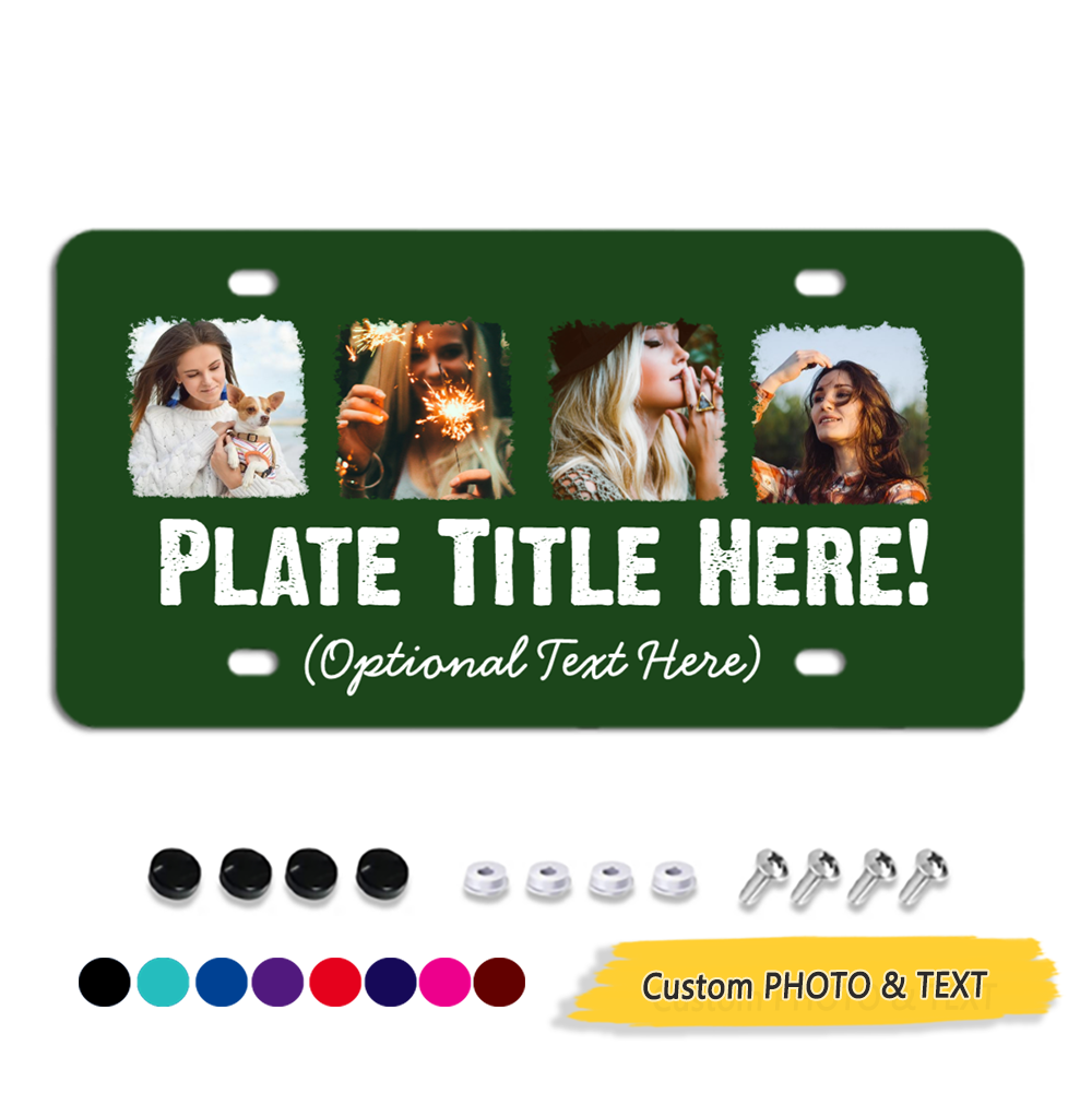 Four of Your Photos and TEXT to Make Your Own Art License Plate YeCustom