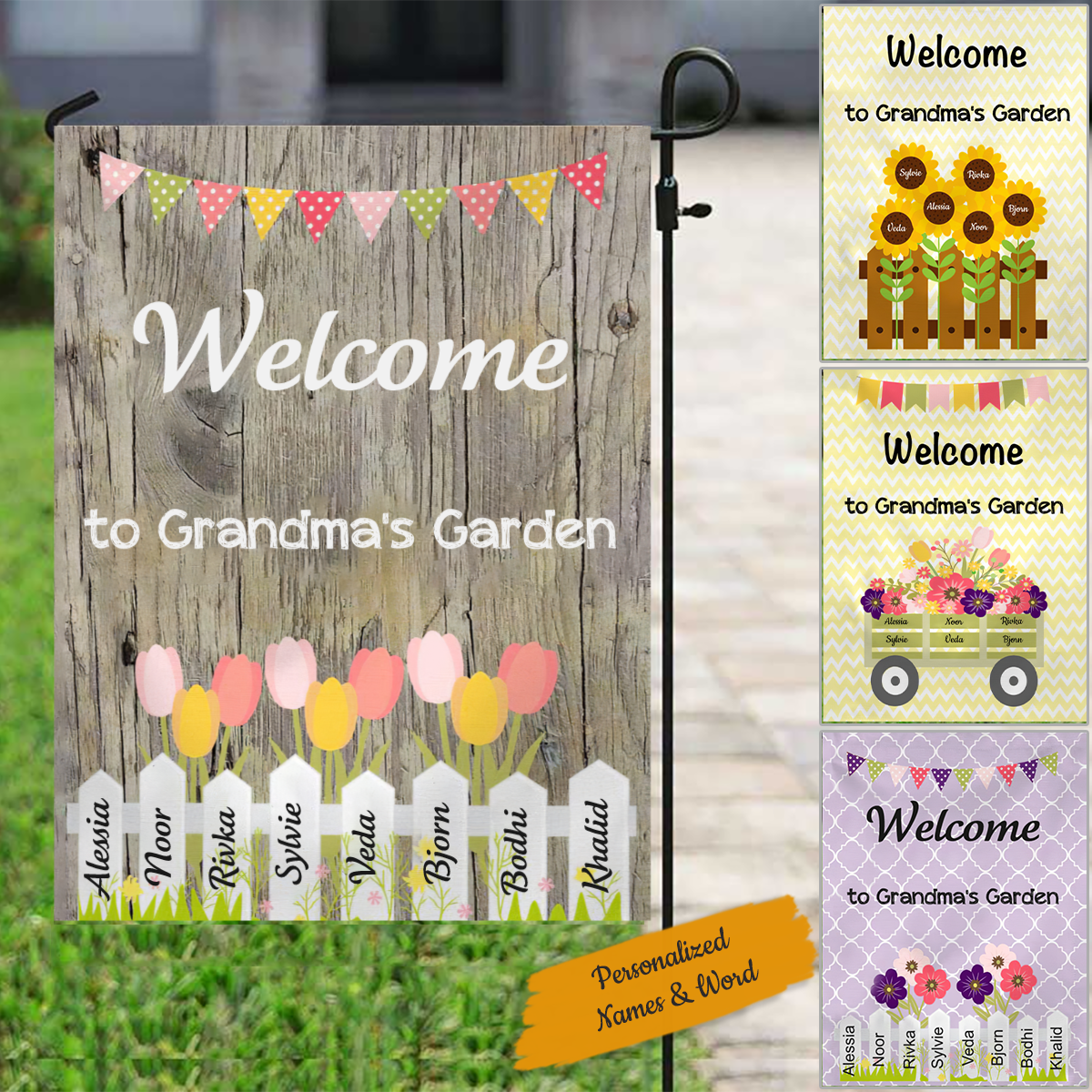 Personalized Garden Flag with children Names