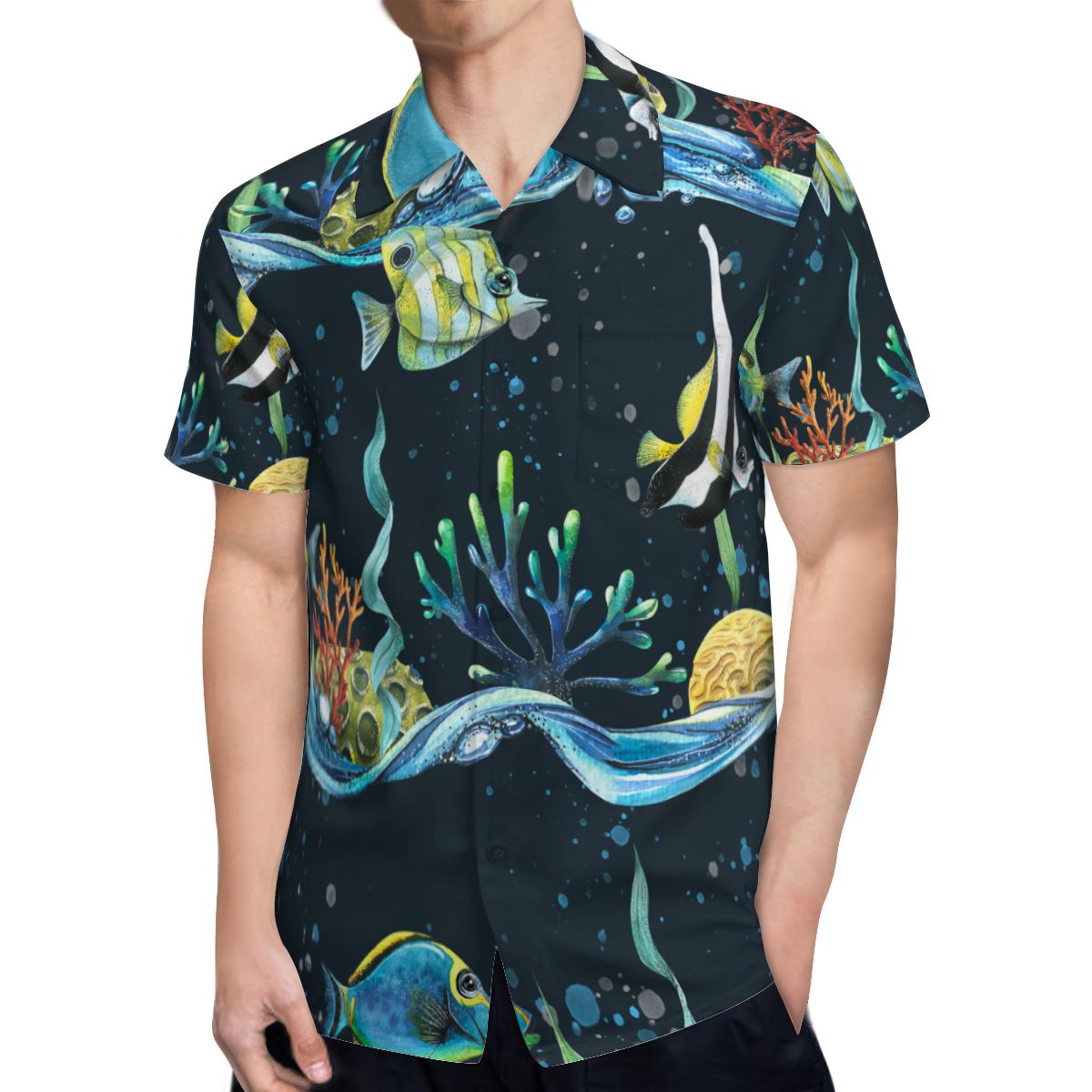 Fish With Seawaves Hawaiian Shirts No.26LJJW